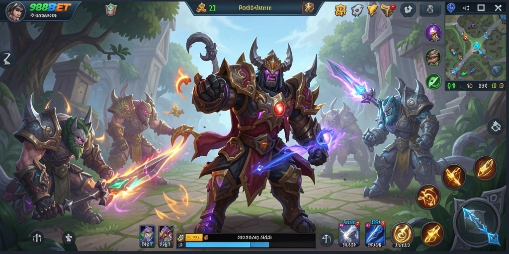 Tampilan gameplay mendebarkan di dunia ARPG 988BET.