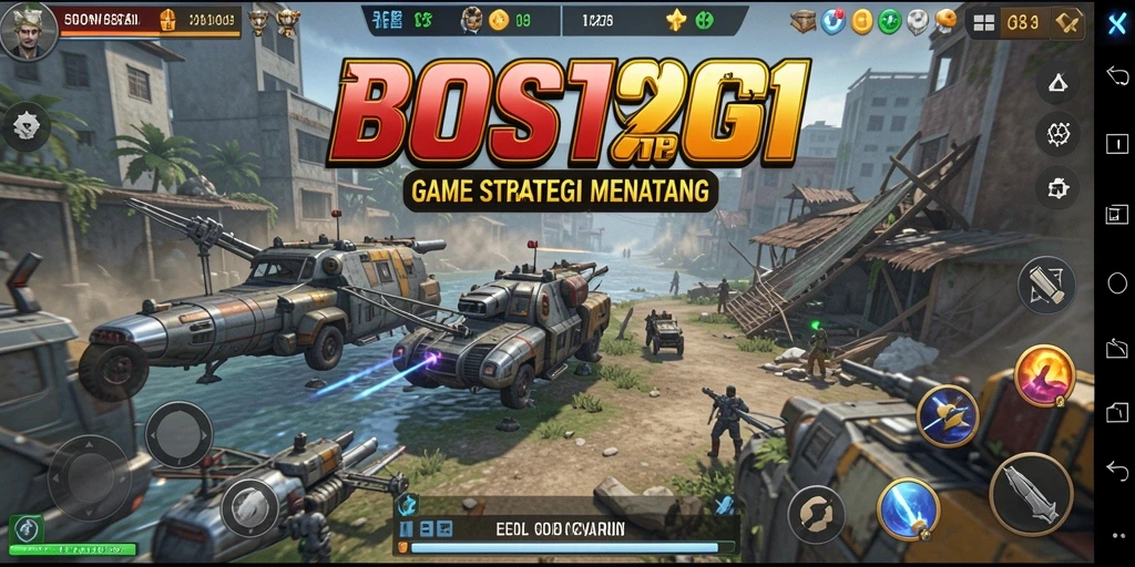 Tampilan gameplay seru di BOS01 dengan strategi kompleks.