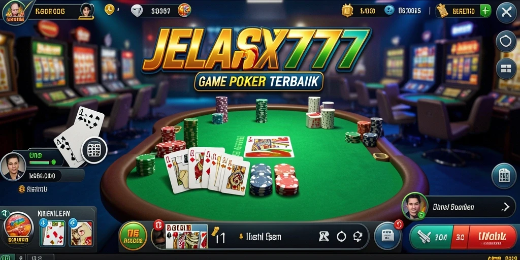 Screenshot gameplay Poker JELAS777 yang menarik dan seru.