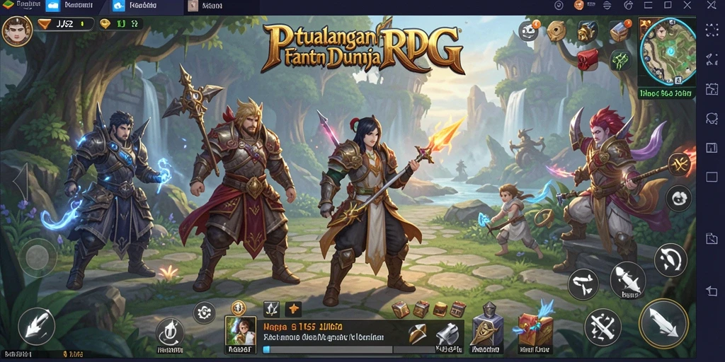 Gameplay RPG menakjubkan di JJ62 dengan pertarungan dan eksplorasi.