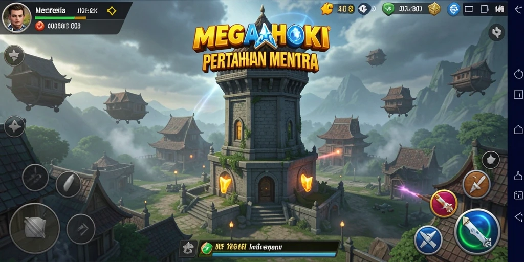 Tangkapan layar gameplay MEGAHOKI menampilkan aksi pertahanan yang seru.