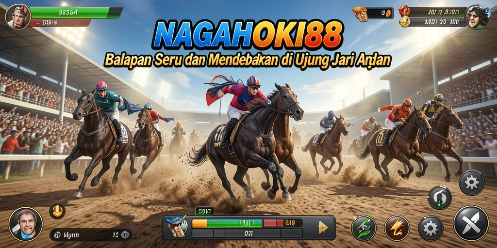 Screenshot gameplay NAGAHOKI88 menampilkan balapan mendebarkan di berbagai trek.