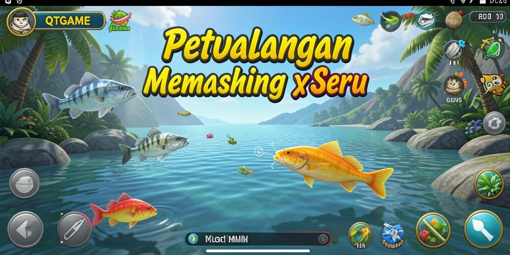 Tampilan gameplay QTGAME yang menampilkan aksi memancing yang menyenangkan.