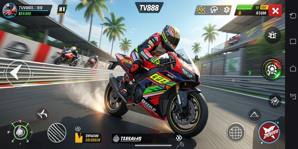 Pengalaman gameplay TV888 saat balapan motor yang seru dan menegangkan.