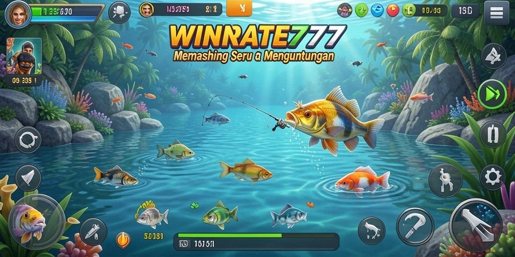 Screenshot gameplay <strong>WINRATE777</strong> menampilkan aksi memancing yang seru.
